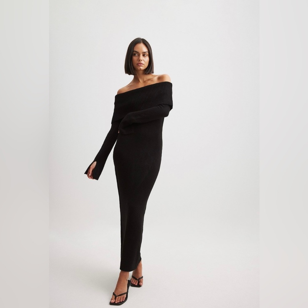 NA-KD Knitted Overfold Maxi Dress